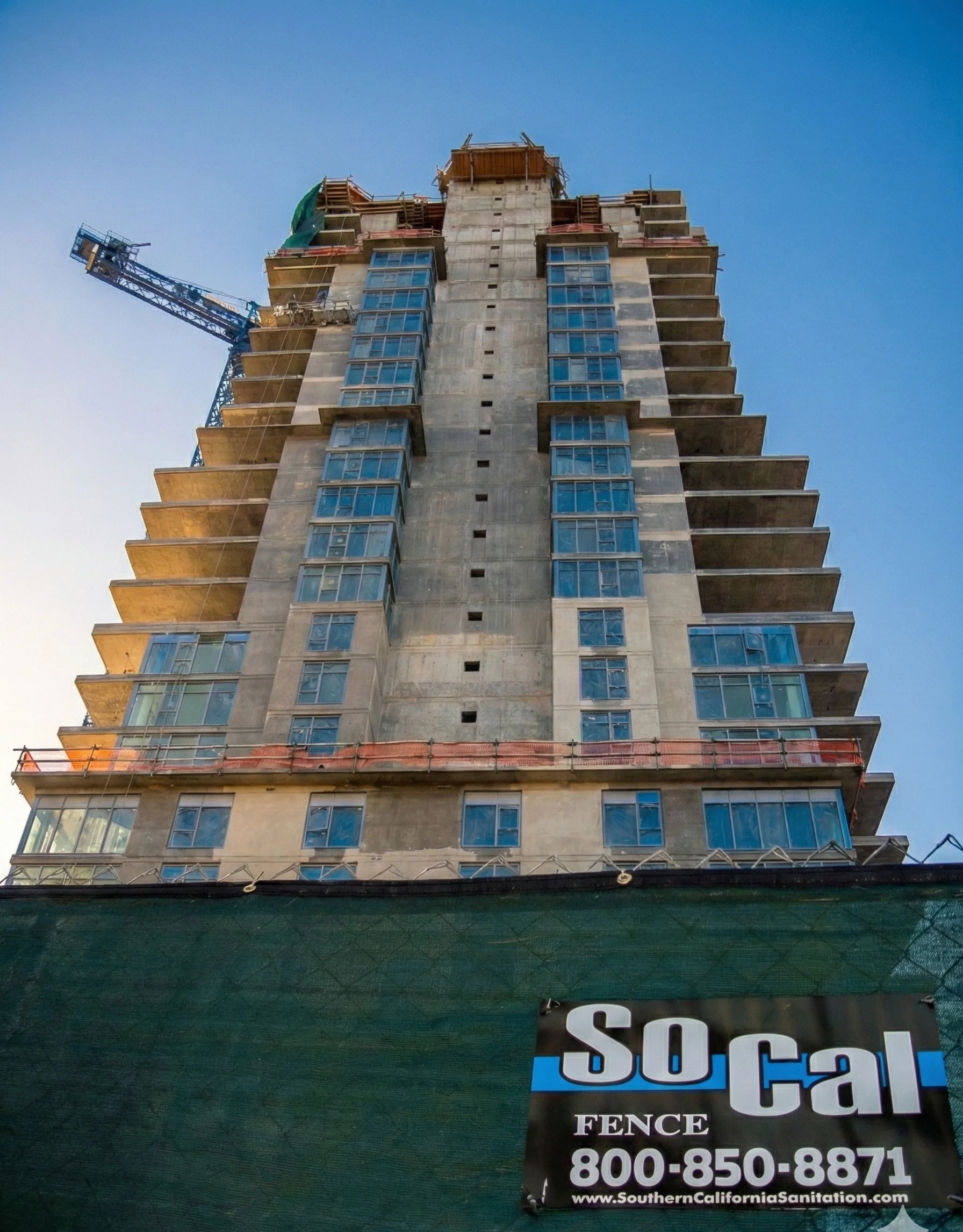 Construction site with temporary chain link fencing in Los Angeles